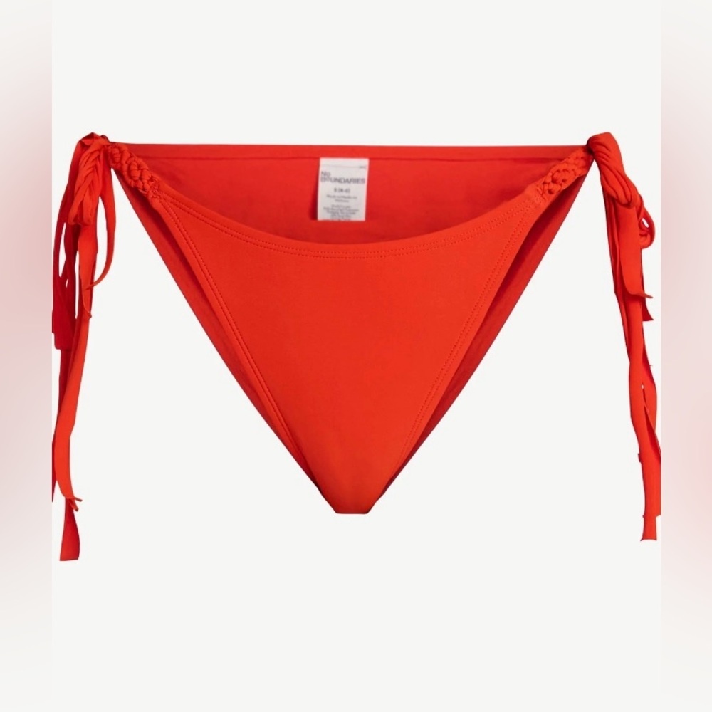 NWT No Boundaries Knotty by Nature Macrame Tie Side Bikini Bottom XXS Red